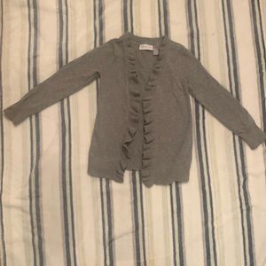 The children’s Place size 4 gray cardigan ruffled in the front